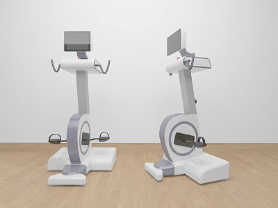 Medical Rehabilitation Equipment With Digital Screens Armrests And Foot Pedals In Modern White Gray Design 3d model