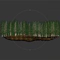 Dead Trees in Withered Plant Landscape with Central Water Area and Brown Ground
