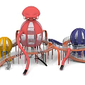 Colorful Jellyfish Shaped Playground Equipment With Interconnected Slides And Netted Structures 3d model
