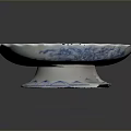 Hand Carved Blue And White Porcelain Plate With Dragon Sculpted Patterns