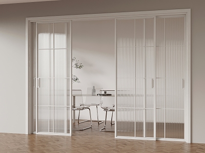 Modern sliding door four sliding Changhong glass 3d model