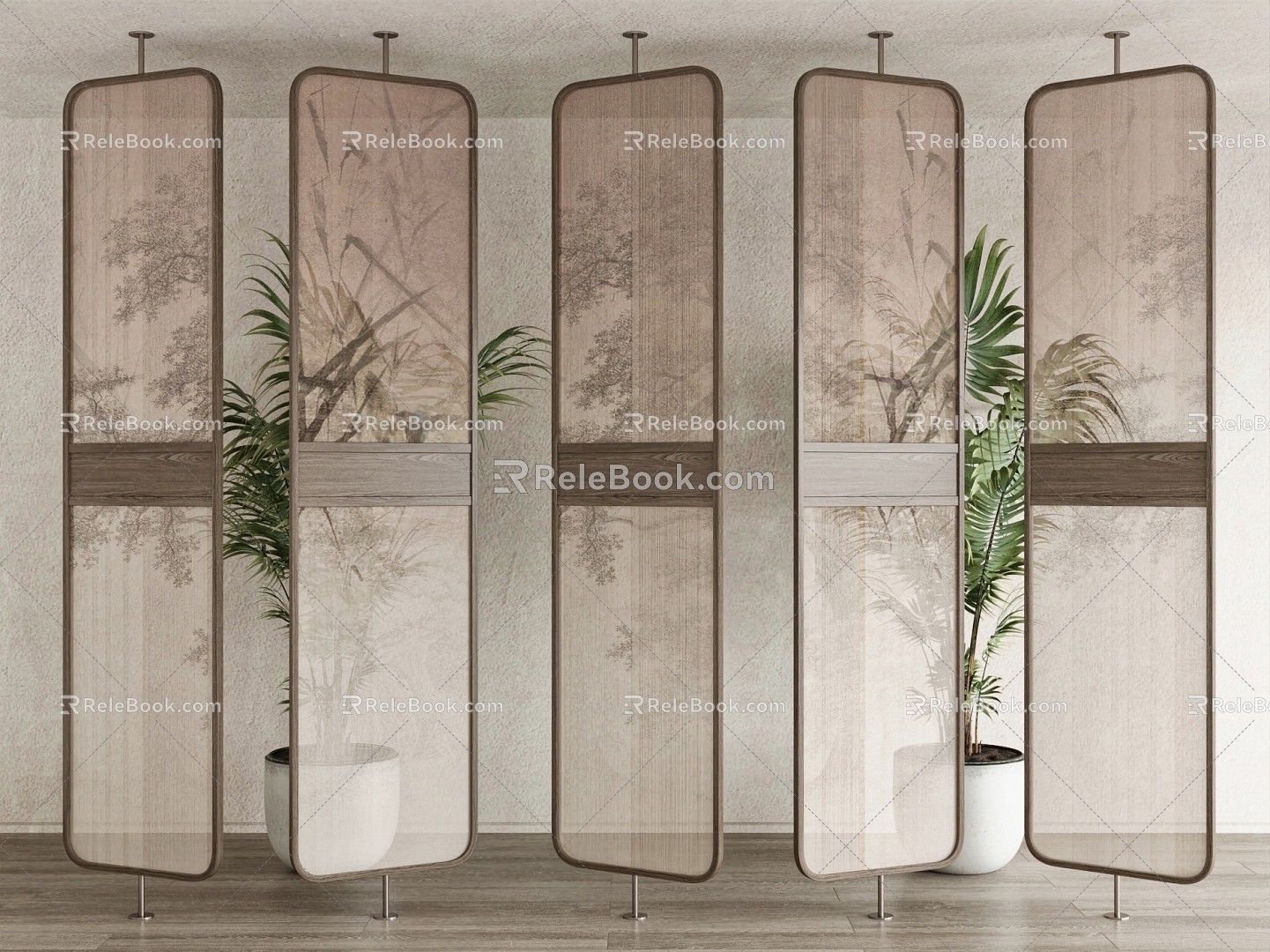 Modern new Chinese style screen partition screen partition 3d model