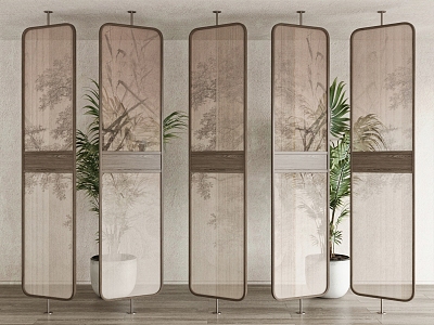 Modern new Chinese style screen partition screen partition 3d model