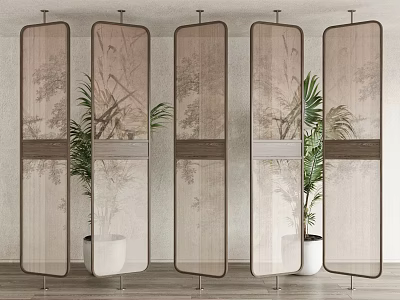 Chinese Style Partition Screens With Botanical Art And Potted Plants 3d model Chinese Style Partition Screens With Botanical Art And Potted Plants 3d model
