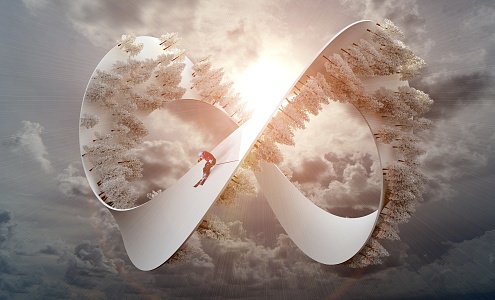 Modern Mobius Ring Winter Ski Mobius Ring 3d model