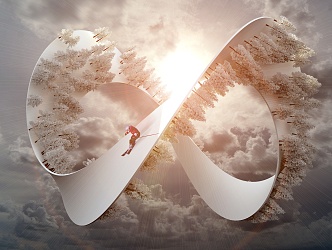 Modern Mobius Ring Winter Ski Mobius Ring 3d model