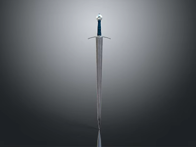 Medieval Silver Sword With Decorative Hilt And Ornamental Pommel On Dark Background 3d model