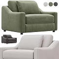 Modern Gray Fabric Single Sofa with Comfortable Armrest and Cushion 3d model