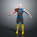 Man With White Hair Blue Outfit Orange Shoulder Mechanical Arm Black Pants Yellow Boots
