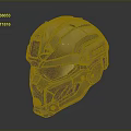 Advanced Sci-Fi Metallic Armor Helmet With Visor And Mechanical Details