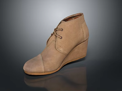 Women's Brown Wedge Ankle Boots With Lace Up Design And Comfortable Suede Material 3d model