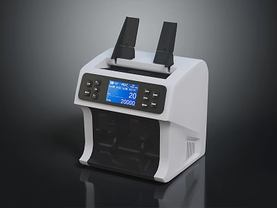 Automatic Bill Counter With Digital Display And Counting Function White Body 3d model