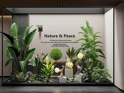 Tall Arbor Indoor Green Landscape With Nature Peace Theme Decorative Plants And Yellow Lights 3d model