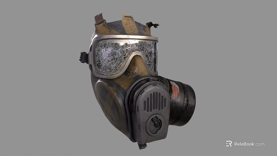 Vintage Protective Gas Mask With Goggles And Filter Canister For Daily Use 3d model 