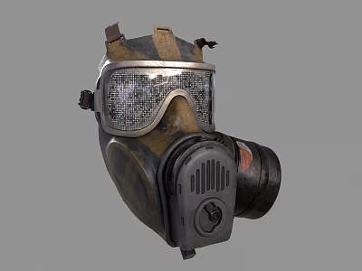 Vintage Protective Gas Mask With Goggles And Filter Canister For Daily Use 3d model