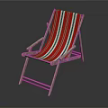 Red And White Striped Deck Chair With Metal Frame For Outdoor Furniture Use