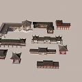 Traditional Landscape Pavilions Featuring Various Roof Designs And Wooden Structures For Gardens