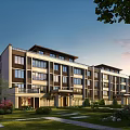 Modern Townhouse Exterior Design With Landscaped Garden Large Windows And Greenery