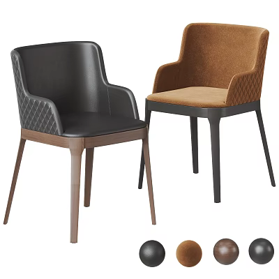Modern Dining Chairs With Tufted Leather Velvet Upholstery Wooden Legs Multiple Colors 3d model