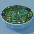 Aerial Planning of Modern City With Green Spaces Lake Buildings and Parks