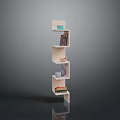 Modern Wooden Bookcase Design With Tiered Shelves Books And Decorative Items