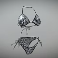 Black Lace Mesh Bikini Set With Tie Up Straps For Summer Beach Wear