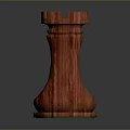 Carved Wooden Chess Rook Sculpture with Intricate Details Smooth Surface and Red Wood Grain