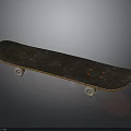 Black Skateboard With Orange Edge Red Grip Dots And Smooth Rolling Wheels