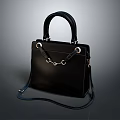 Black Handbag With Handheld Strap Detachable Shoulder Strap Metal Buckle And Minimalist Design