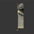 Classical Chinese Stone Gateway With Ornate Roof Carvings And Central Floral Decor