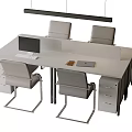 Modern Office Desk And Chair Set With Computer Drawers Divider And Workspace