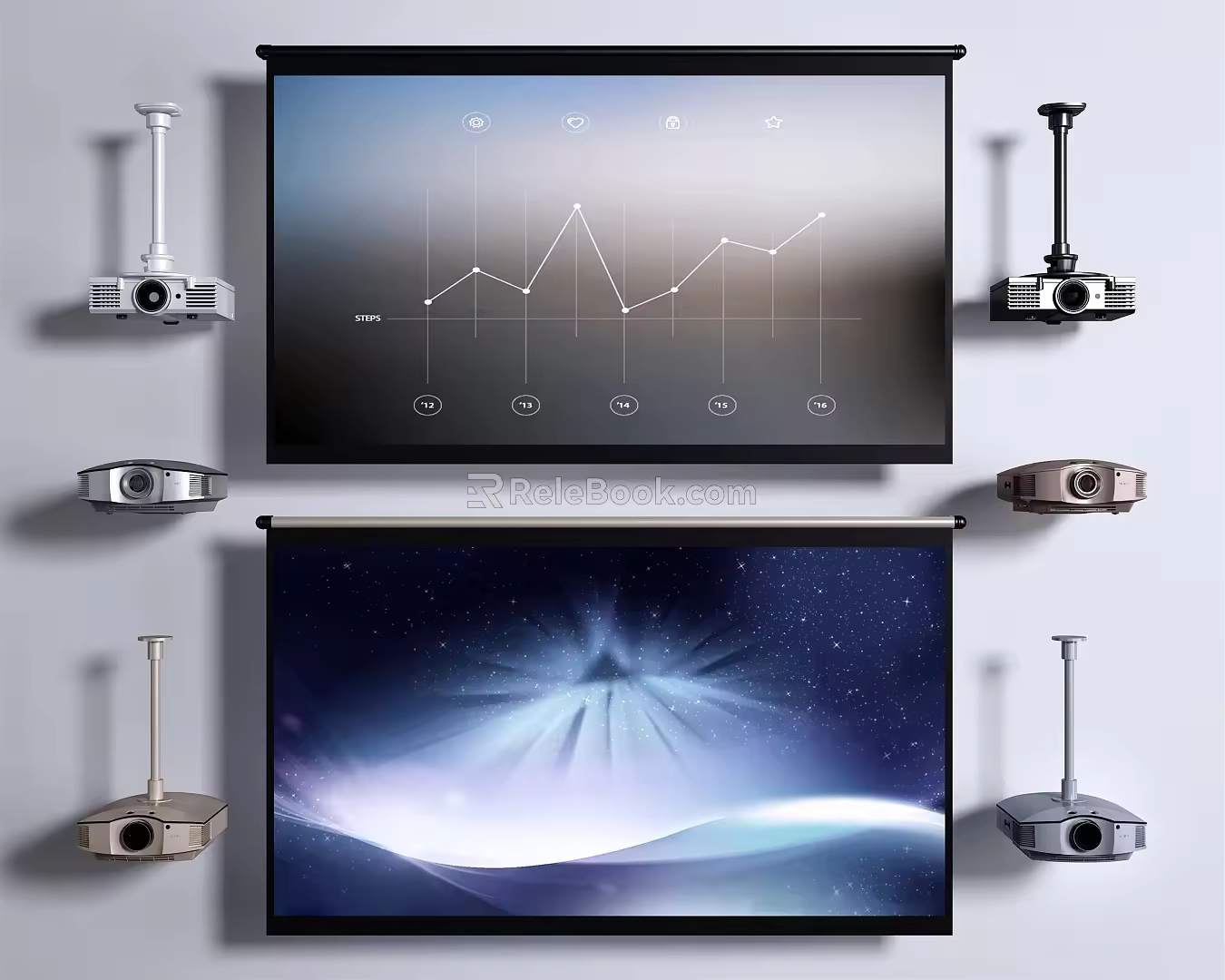 Modern Projector Projection Curtain 3d model
