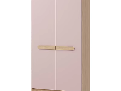 Modern Pink Wardrobe Design With Wooden Frame And Double Door Handles 3d model