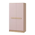 Modern Pink Wardrobe Design With Wooden Frame And Double Door Handles