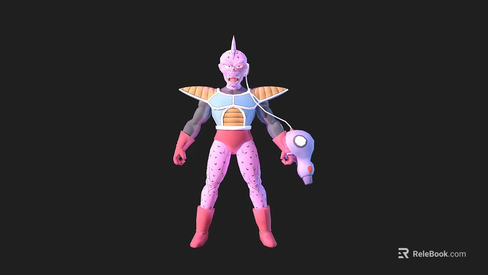 Pink Horned Alien Warrior Character With Armored Torso Mechanical Arm And Detailed Design 3d model 