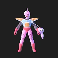 Pink Horned Alien Warrior Character With Armored Torso Mechanical Arm And Detailed Design