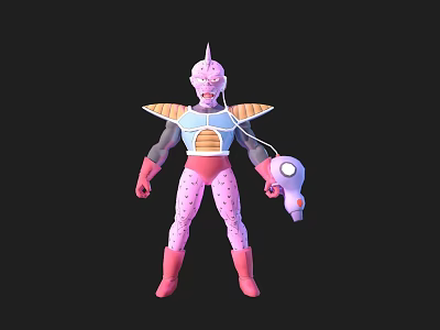 Pink Horned Alien Warrior Character With Armored Torso Mechanical Arm And Detailed Design 3d model