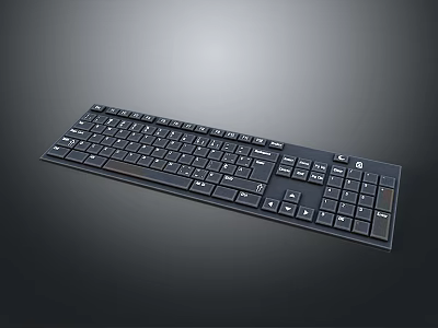 Black Full Size Computer Keyboard With Numeric Keypad And Standard Key Layout Design 3d model