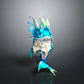 3D Fantasy Creature Model With Blue Green Feathers And Dragon Like Features