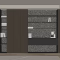 Modern Bookshelf with Open Shelves Books Decorative Items Textured Backdrop and Built in Lighting