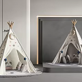 Light Colored Kids Tepee Tent Decorated With Stars Moon And Animal Patterns
