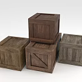 Four Stacked Wooden Crates With Natural Wood Grain And Different Sizes