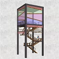 Road Infrastructure Multi Level Observation Tower With Spiral Staircase And Elevated Platform 3d model