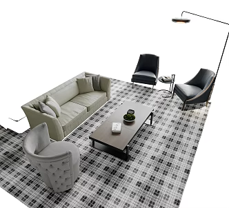 Sofa coffee table combination 3d model