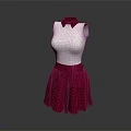 White Sleeveless Top With Red Skirt And Bow Detail On Mannequin