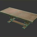 Rectangular Wooden Coffee Table with Sturdy Pedestal Base and Natural Wood Finish Design