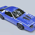 Blue Sports Car With Shiny Body Black Windows And Black Wheels Front Grille