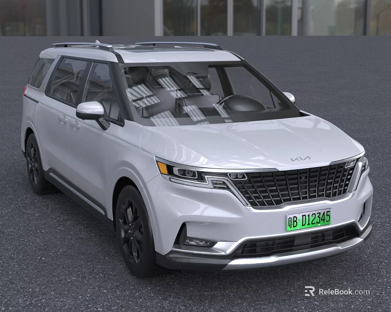White Modern SUV Exterior With Roof Rack Front Grille LED Headlights And Body Lines 3d model 