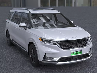 White Modern SUV Exterior With Roof Rack Front Grille LED Headlights And Body Lines 3d model