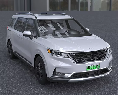 White Modern SUV Exterior With Roof Rack Front Grille LED Headlights And Body Lines 3d model